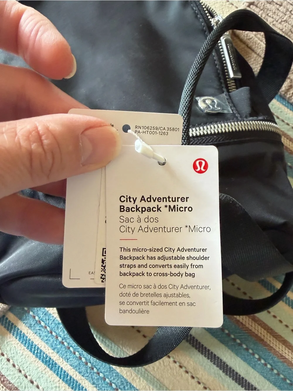 lululemon athletica Black Mini Backpack with Silver Hardware
